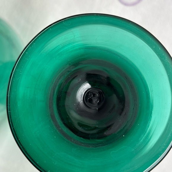 Set of 2 vintage 70s Libbey juniper green wine glasses - Picture 5 of 8